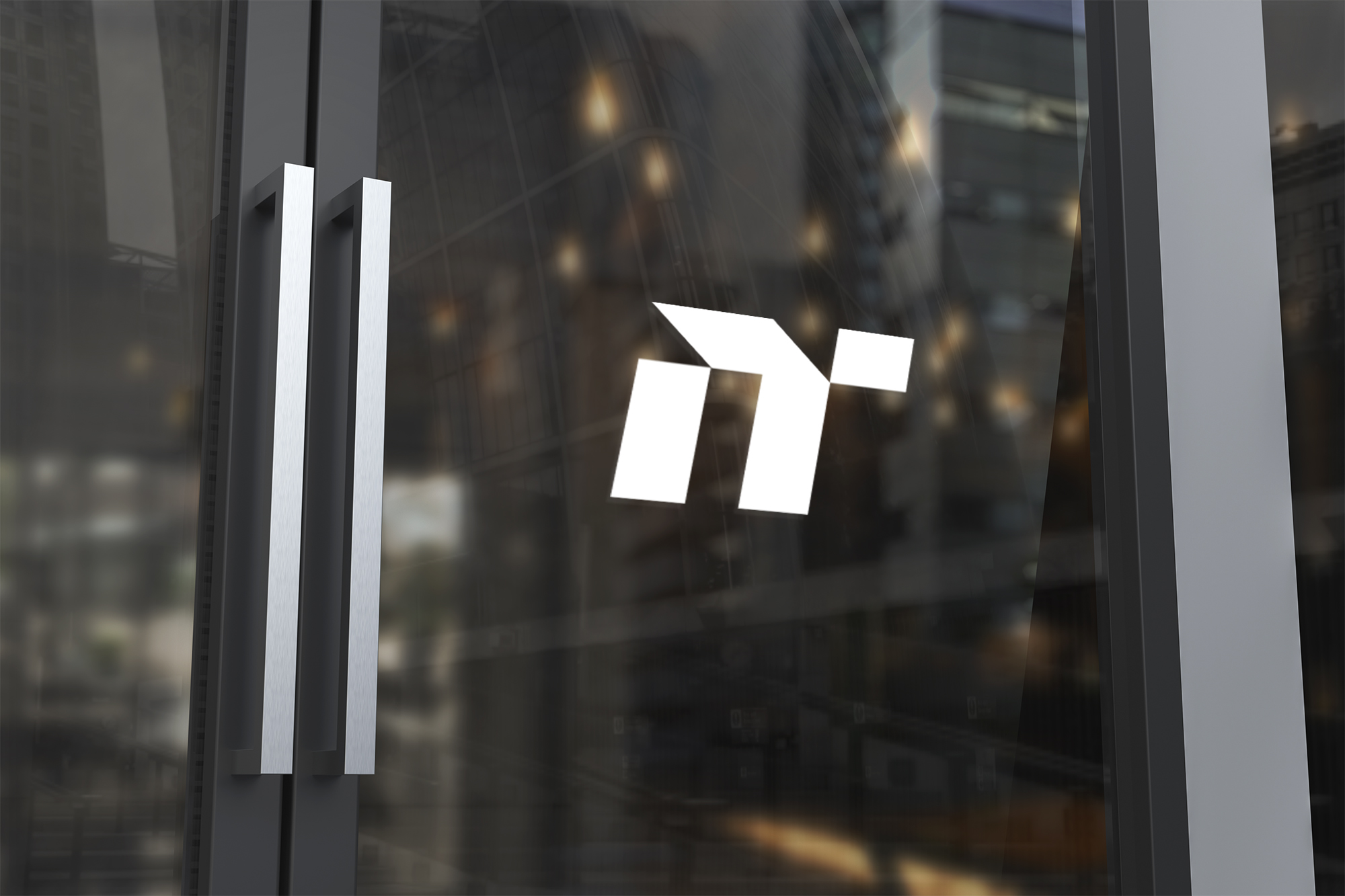 Nitaex logo op glazen deur