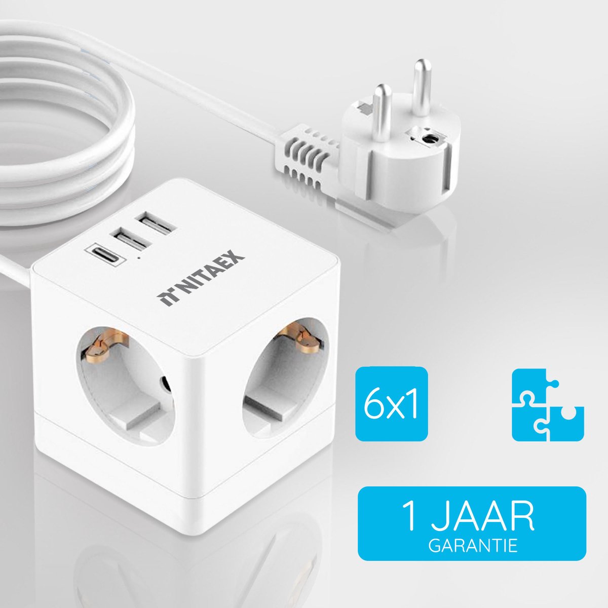 Slimme stekkerdoos met USB: de Nitaex Cube oplaadkubus voor thuis en op reis